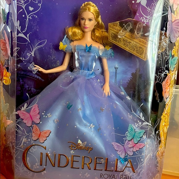 Disney Cinderella Doll with Blue Gown and Colorful Butterflies